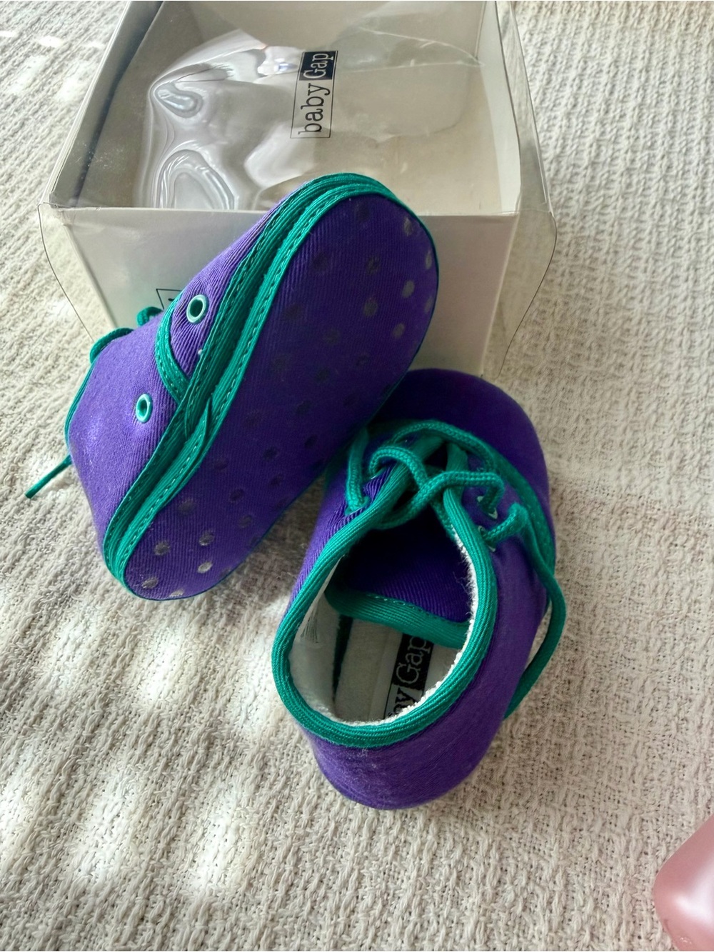 90s Baby GAP Purple Canvas Cotton Baby Shoes with Teal Trim
